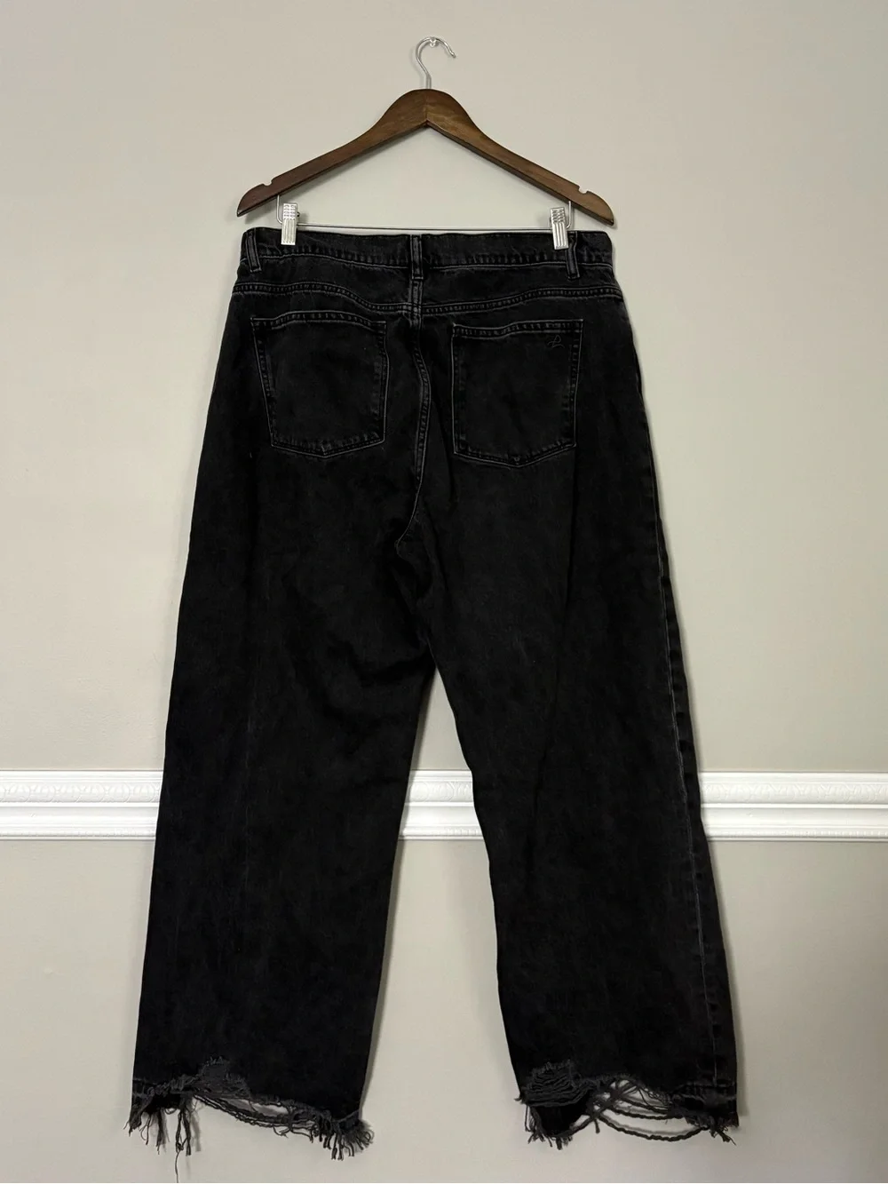 DL1961 Hepburn Wide Leg Jeans 32 High Rise 100% Cotton Black Denim Distressed - Picture 11 of 14
